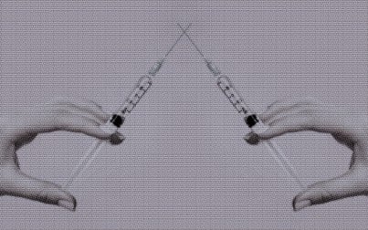 two hands holding cortisone injections