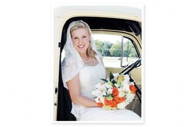 Renee in a wedding dress