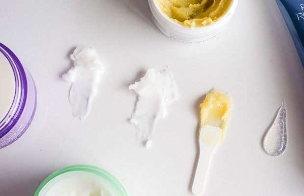 skincare products smeared out