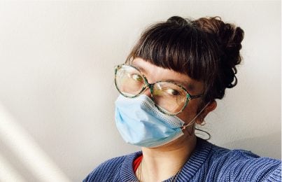 Woman wearing protective face mask