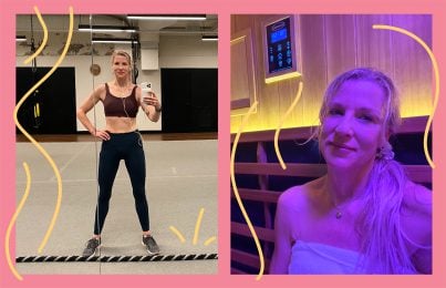 Renee Rouleau in the gym and sauna
