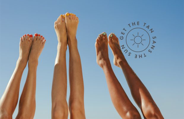 three females legs in the air