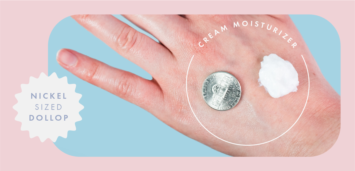 Face cream next to a nickel on the back of a hand