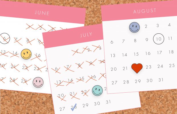 calendar with days showing how long it takes skincare products to work