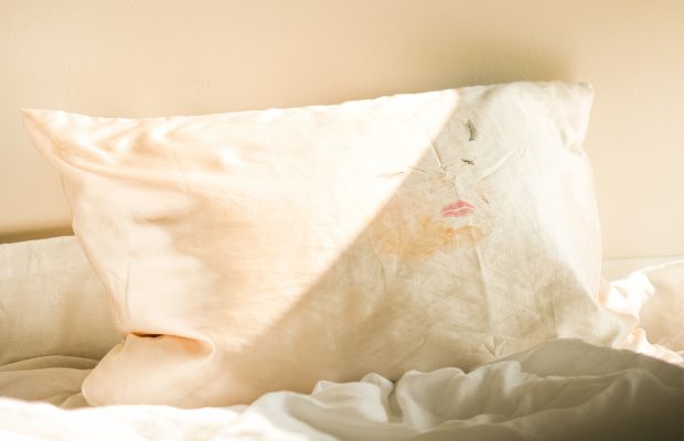 makeup on a pillow case