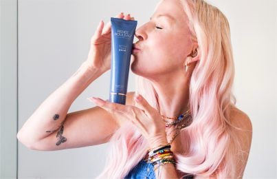 Renee Rouleau kissing the new Renee Rouleau Better then balm