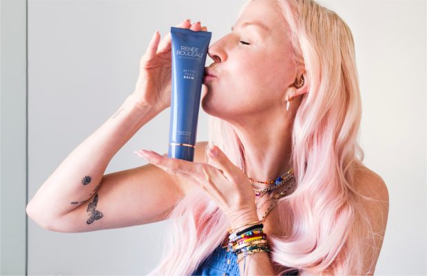 Renee Rouleau kissing the new Renee Rouleau Better then balm